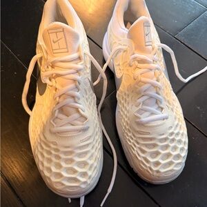 Nike women’s zoom cage 3 ivory fabric lace up tennis sneakers size 10